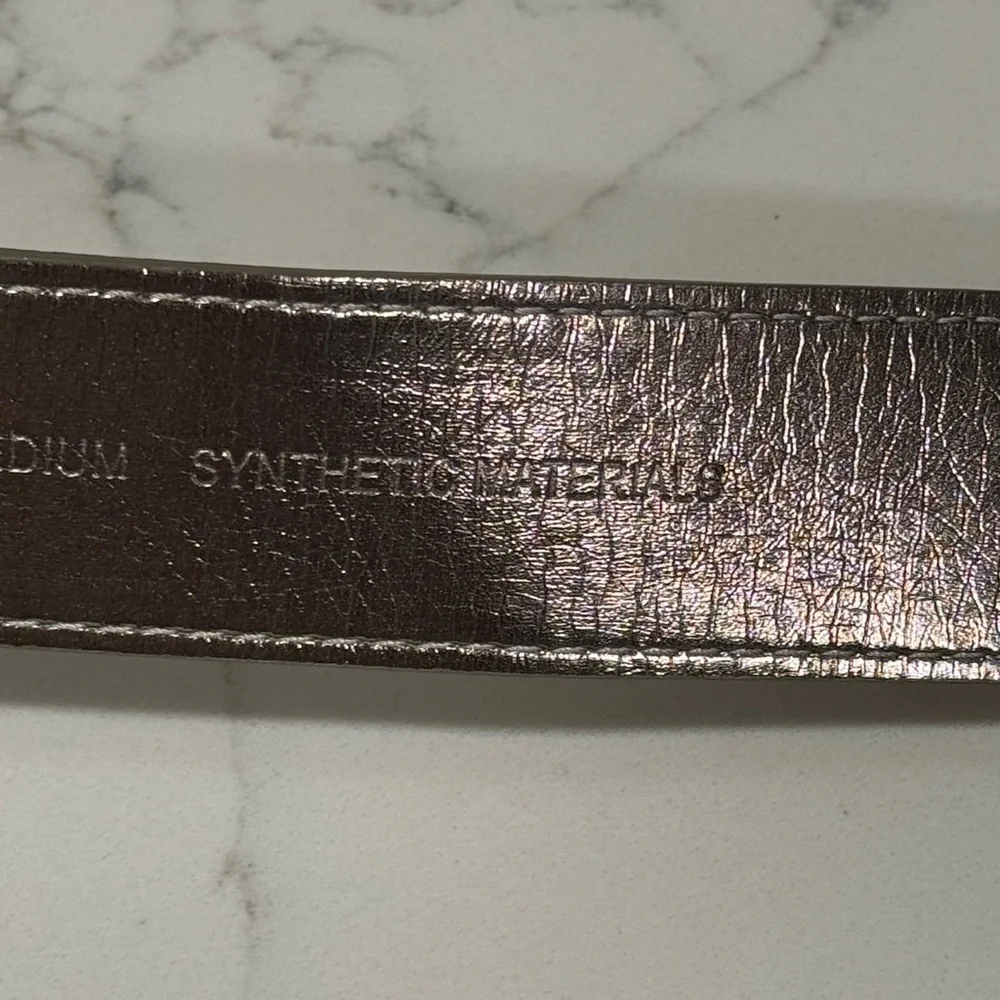 Michael Kors Silver Metallic Belt with Classic Large Oval Buckle